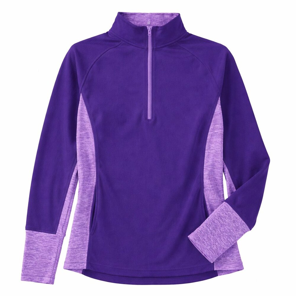SO LISH Purple Heathered Contrast Fleece Quarter Zip Pullover XL - Picture 2 of 6